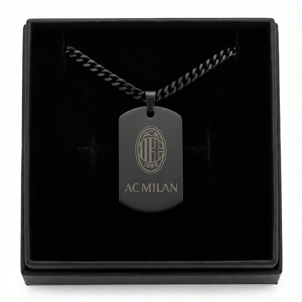 Collier plaque acier titane noir – édition football
