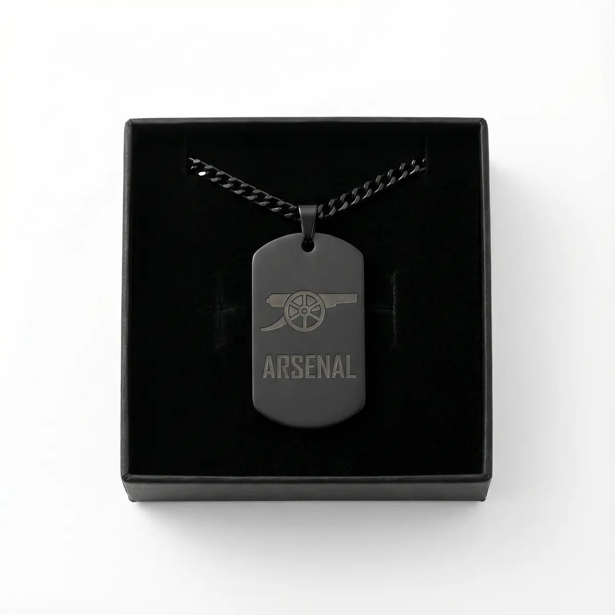 Collier plaque acier titane noir – édition football