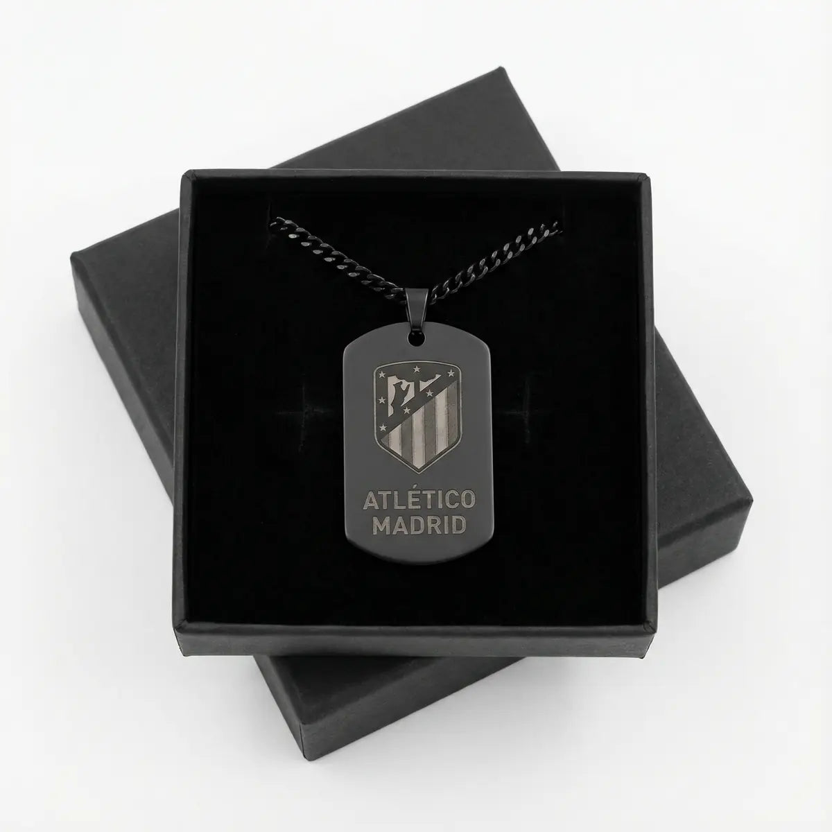 Collier plaque acier titane noir – édition football