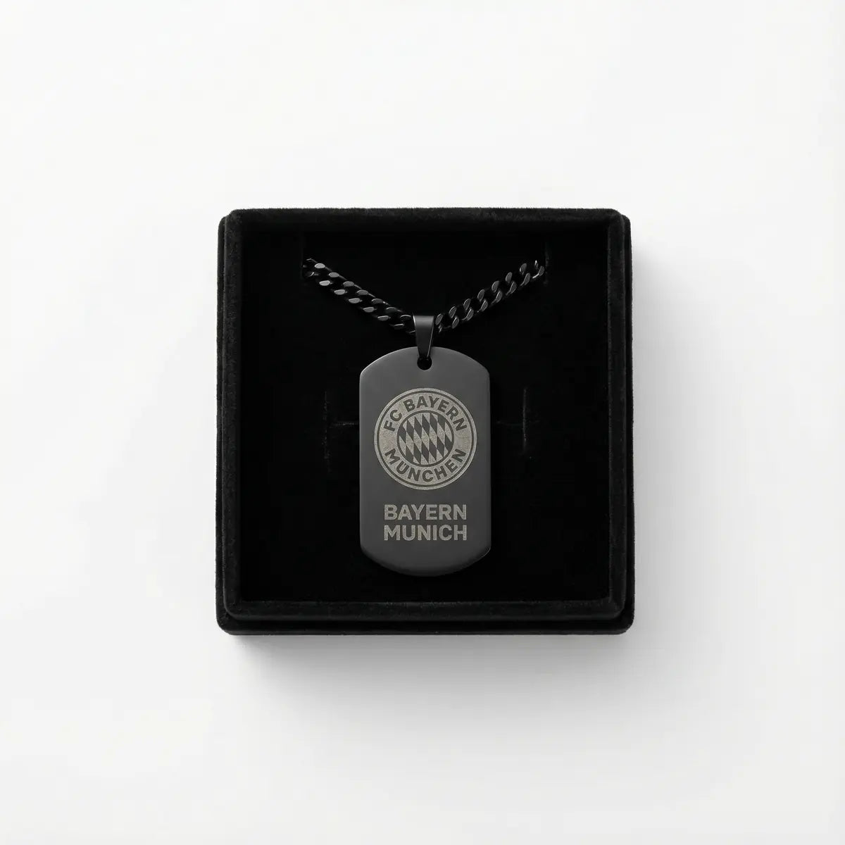 Collier plaque acier titane noir – édition football