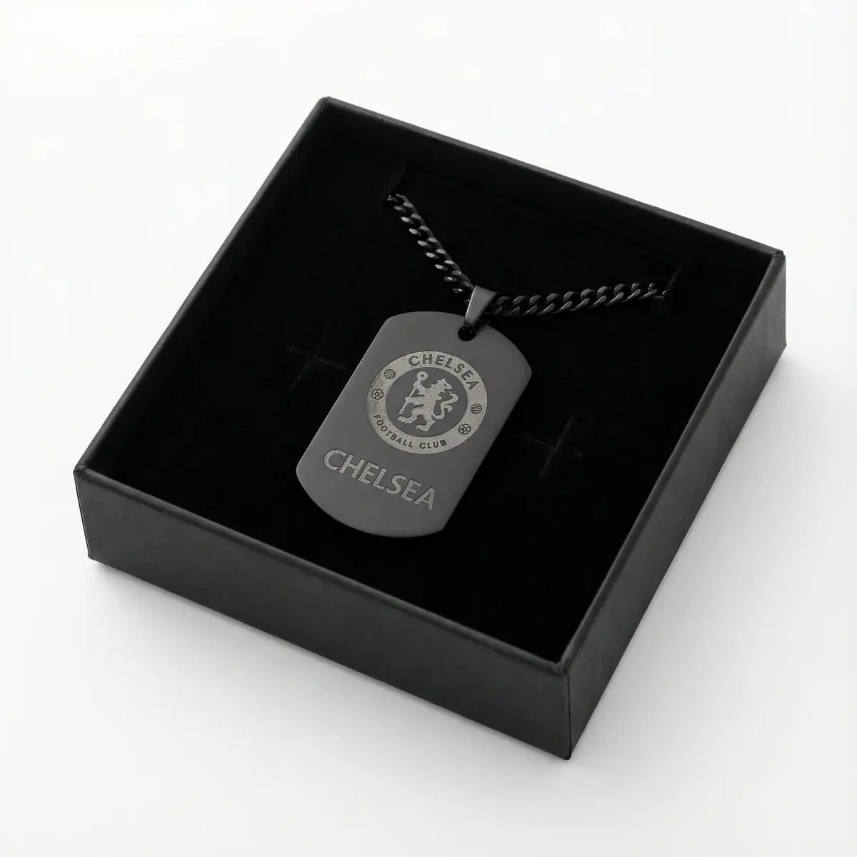 Collier plaque acier titane noir – édition football