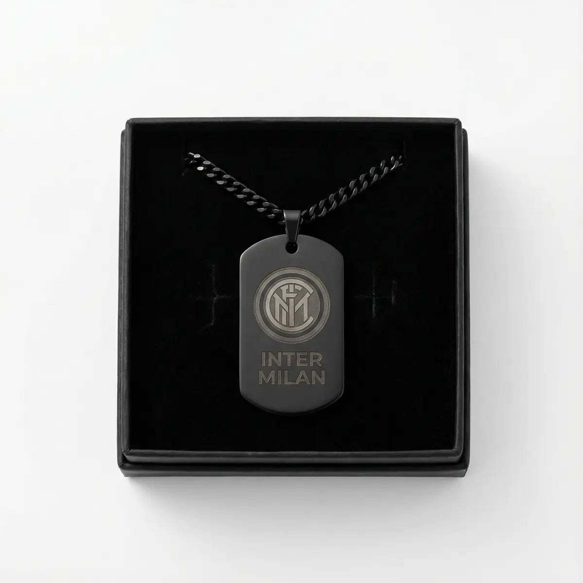 Collier plaque acier titane noir – édition football