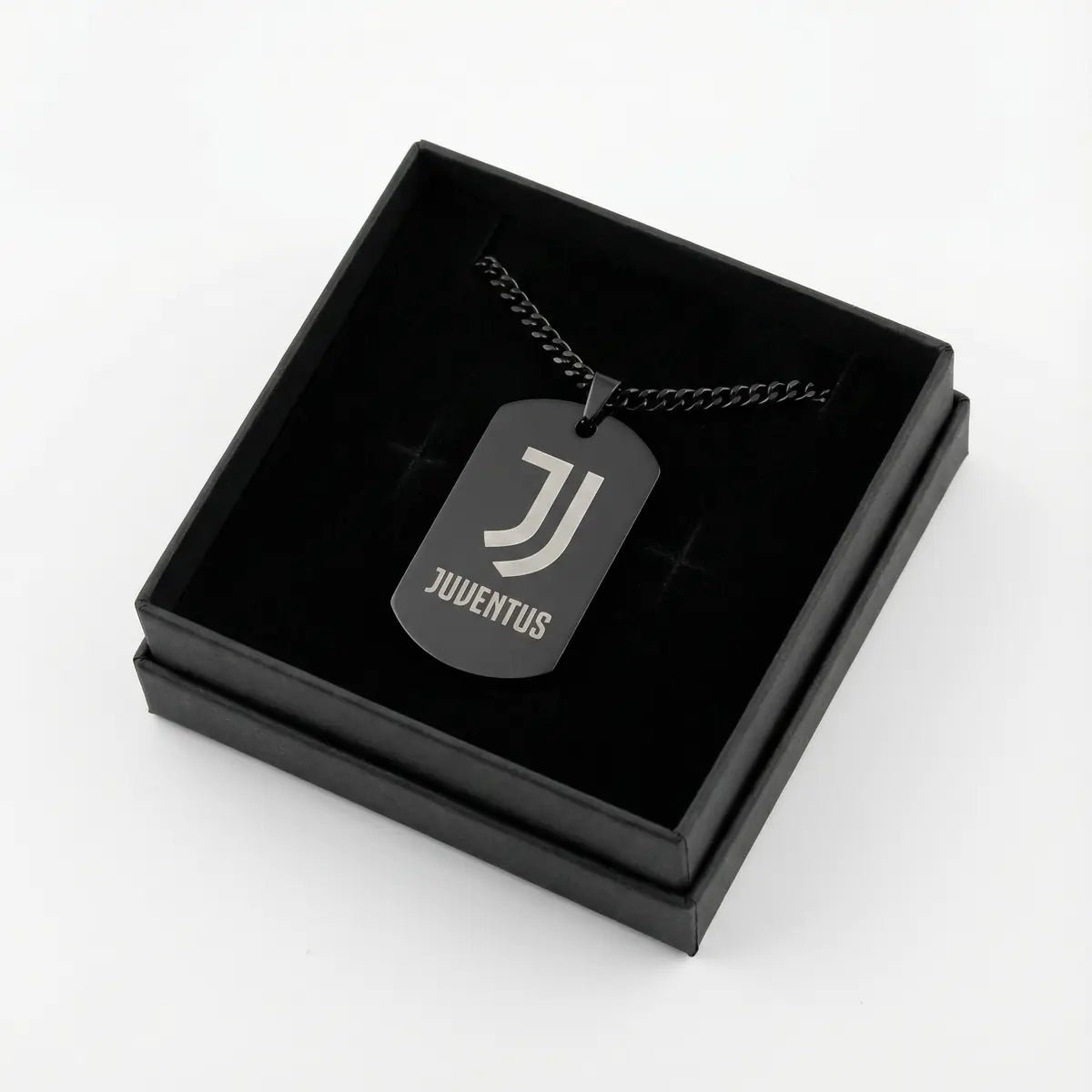 Collier plaque acier titane noir – édition football