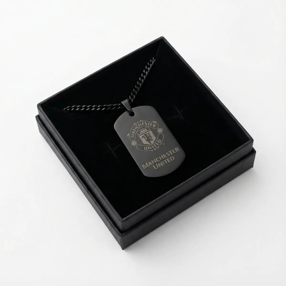 Collier plaque acier titane noir – édition football