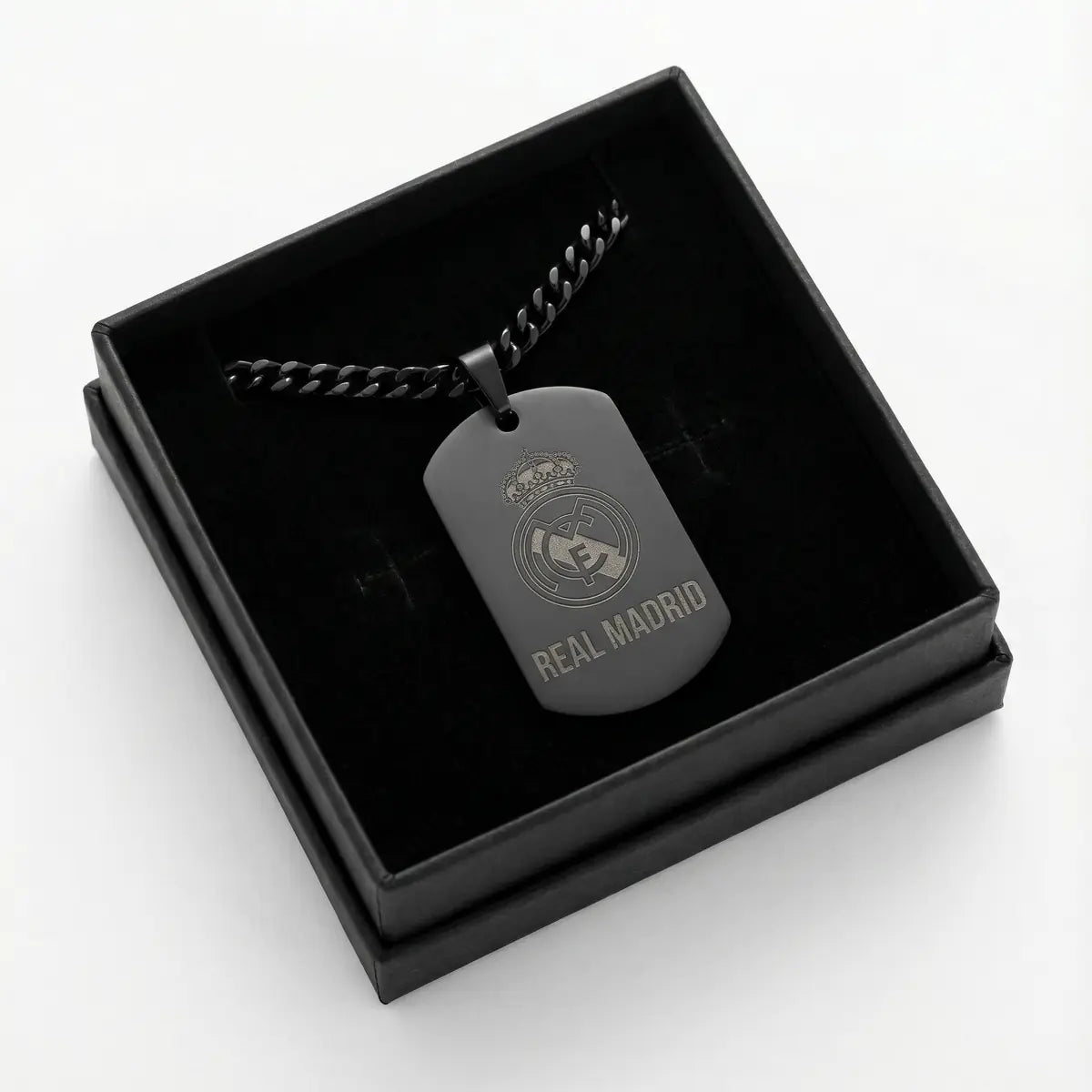 Collier plaque acier titane noir – édition football